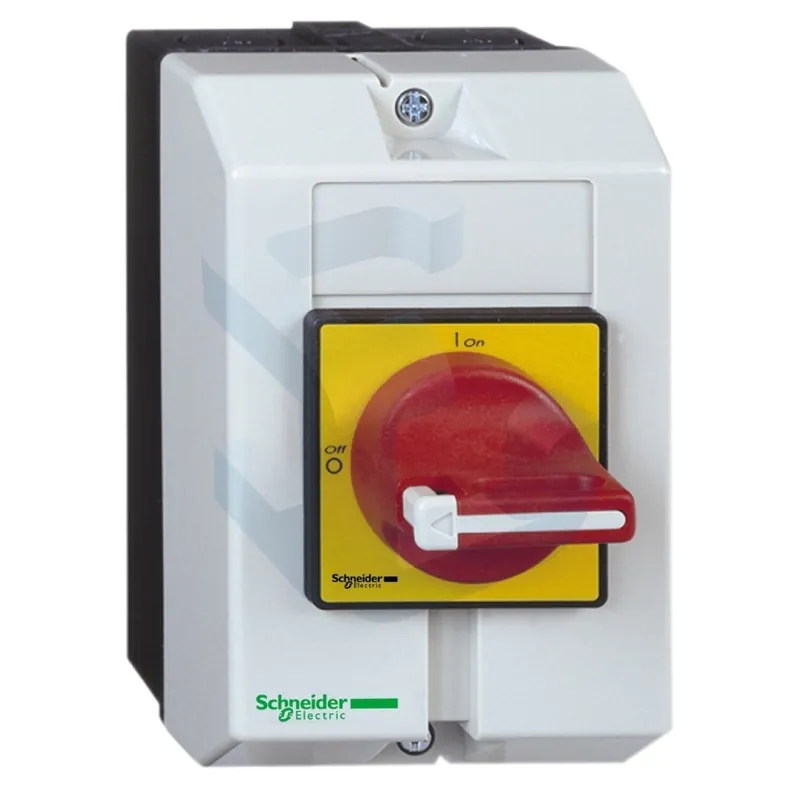 Intrerupator de sarcina trifazat, Schneider, 16 A, rosu/galben, lacatuibil, capsulat Bestseller