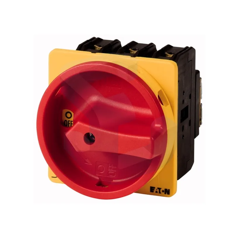 Intrerupator de sarcina trifazat, 63 A, rosu/galben, lacatuibil, montaj pe usa, 1NO+1NC Premium