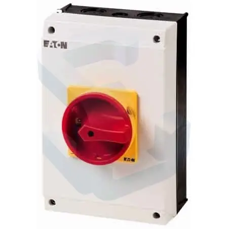 Intrerupator de sarcina trifazat, 63 A, rosu/galben, lacatuibil, in cutie Plată sigură