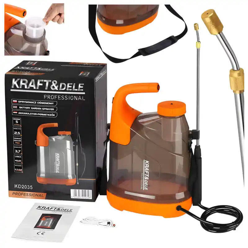 Pulverizator cu acumulator 5 L 12 V, de grădină, până la 8 h de lucru Ultima șansă