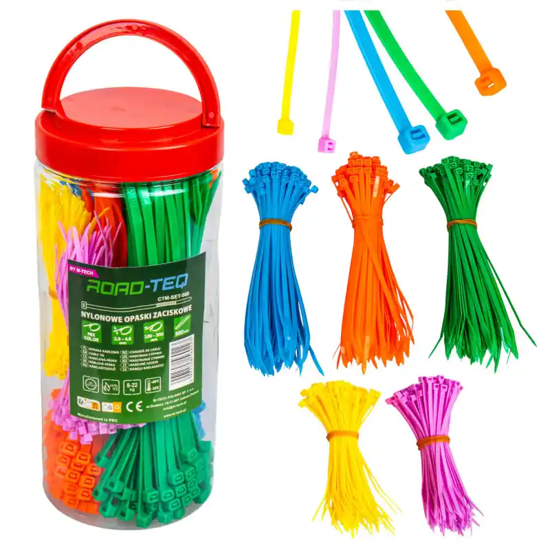 Coliere de cablu 500 buc., 100–200 mm, mix culori M-tech Plată sigură