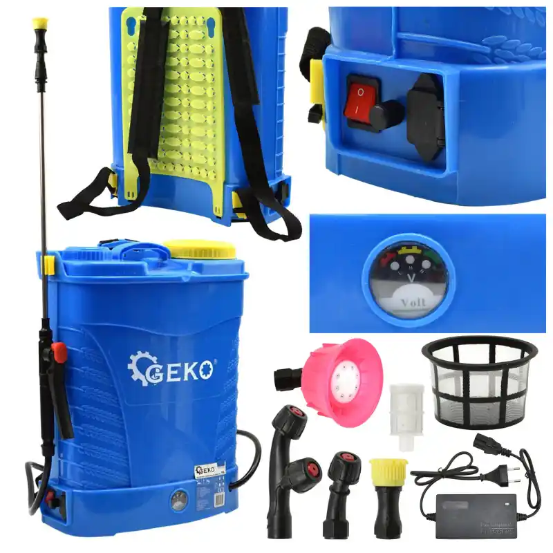 Pulverizator cu acumulator 16 L 12 Ah, pompă puternică 35 W + lance telescopică Geko Expediere rapidă