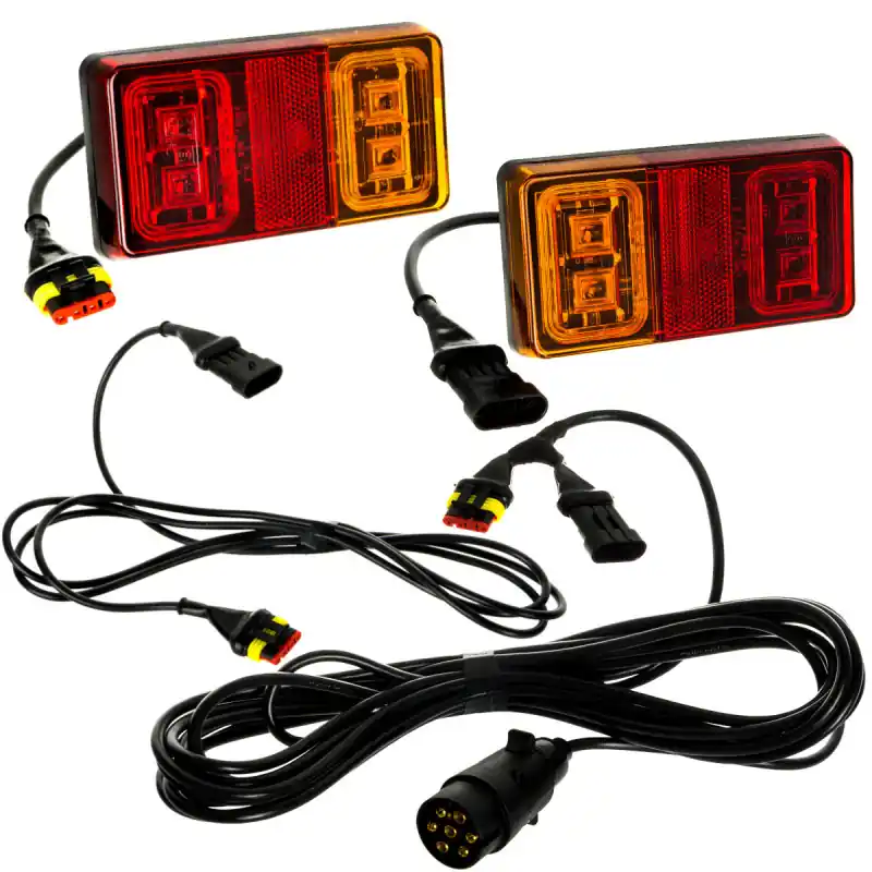 set Lampi Led Combinație Remorci 12v 24v 16led Cablu 7.5m Plată securizată