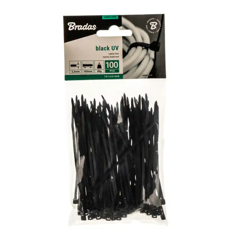Coliere de cablu negre 2,5 × 100 mm, 100 buc. Ofertă limitată