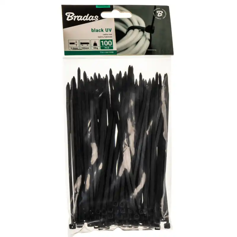 Chilipir Coliere de cablu negre 3,6 × 150 mm, 100 buc.