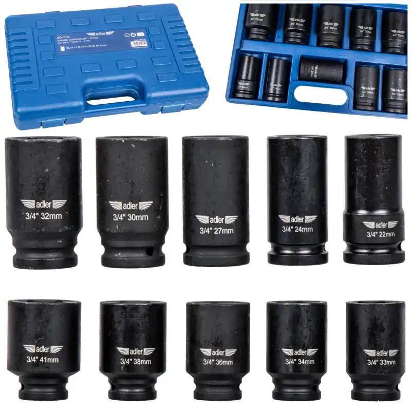 Tubulare de impact 3/4" set 10 buc. lungi Cr-Mo Adler Disponibil imediat