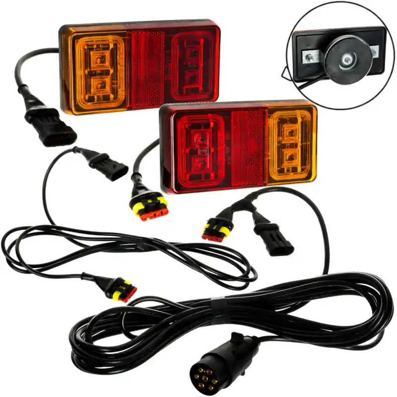 Set lumini pentru remorca magnetice 12v 24v 16led Cablu 7.5m Reducere specială