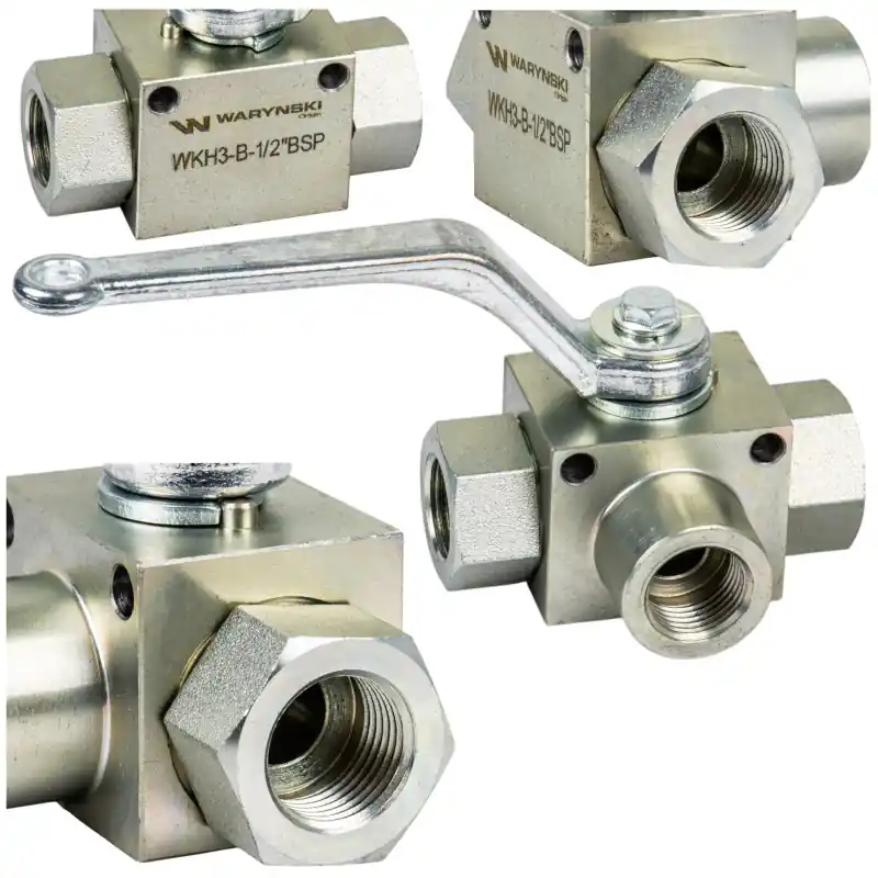 Supapă cu bilă hidraulică 3 căi 3/2 - 1/2" BSP 500bar Waryński Super ofertă
