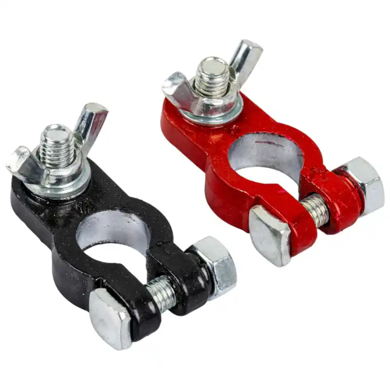 Borne baterie roșu + negru aluminiu 2 buc. set Geko Expediere rapidă