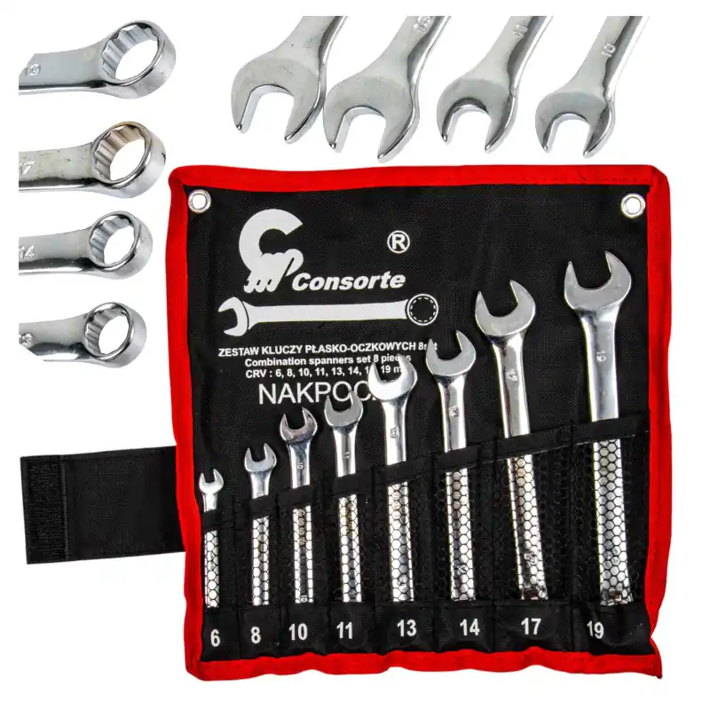 Set chei combinate lustruite 6–19 mm cu husă | 8 buc. | oțel CrV Cel mai bun preț