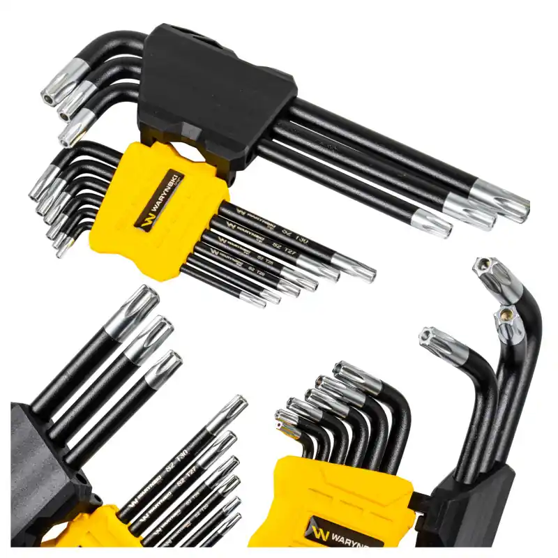 Set chei Torx prelungite T10–T50 9 buc. | oțel S2 Waryński Plată securizată
