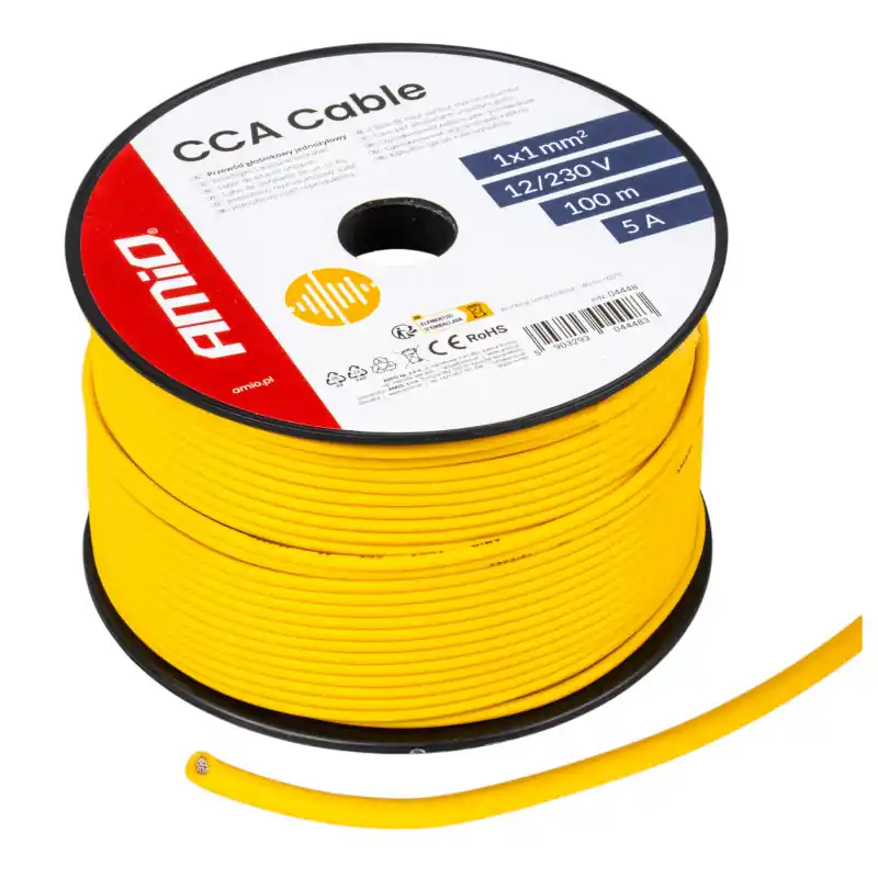 Cablu monofilar CCA galben 100 m 1x1 mm² 5 A 12V 230V Cumpără online