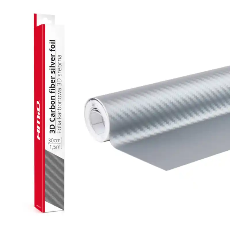 Lichidare de stoc Folie carbon 3D argintie 30x150 cm Amio