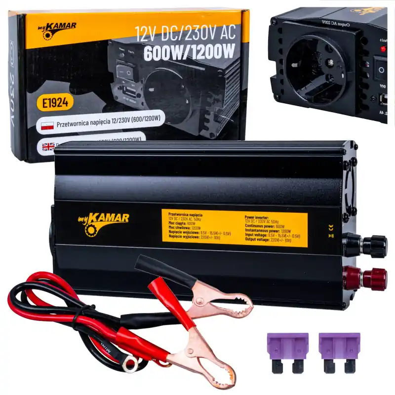 Preț promoțional Invertor tensiune 12 V → 230 V 600 W 1200 W KAMAR E1924