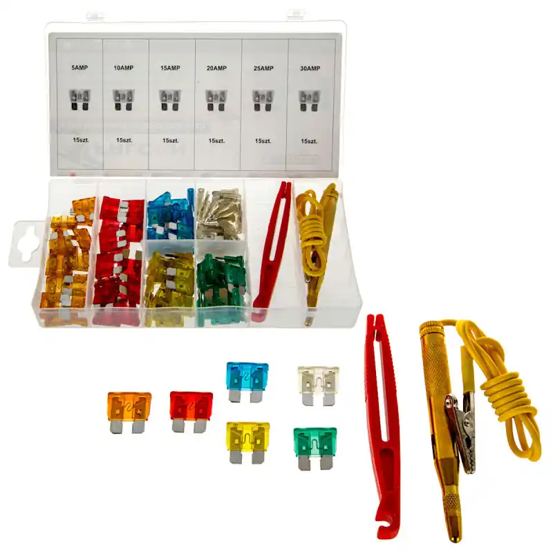 Set siguranțe auto standard, 92 bucăți + tester și extractor Preț promoțional