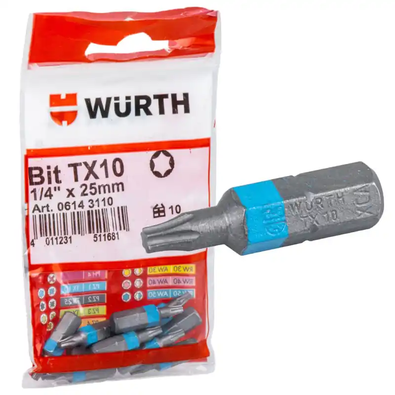 Bit TORX TX10 1/4" 25 mm WURTH Preferatul clienților