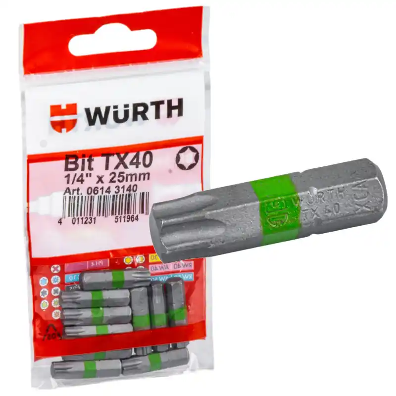 Bit TORX TX40 1/4" 25 mm WURTH 1 buc. Retur gratuit
