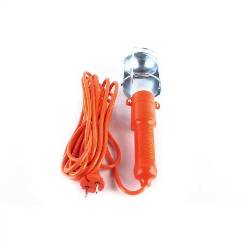 Super ofertă Lampă de atelier 230V cu cablu 5m portocaliu, fără bec, max 75W, întrerupător iluminat