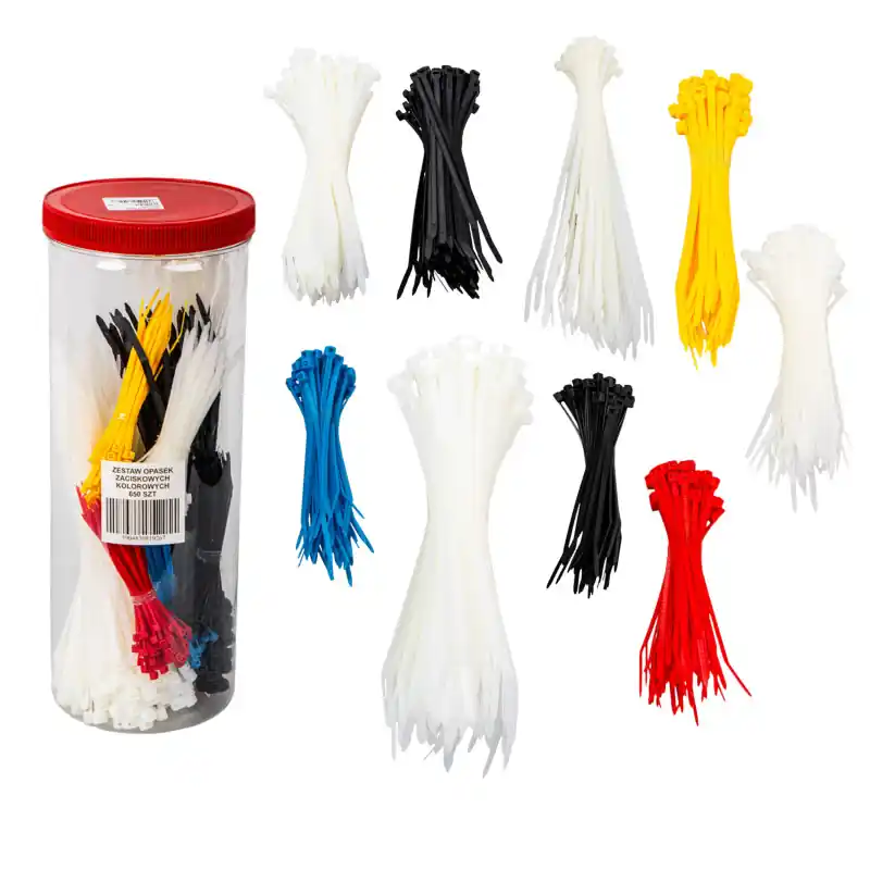 Coliere de cablu 100 × 2,5 mm, 650 buc., colorate Bestseller