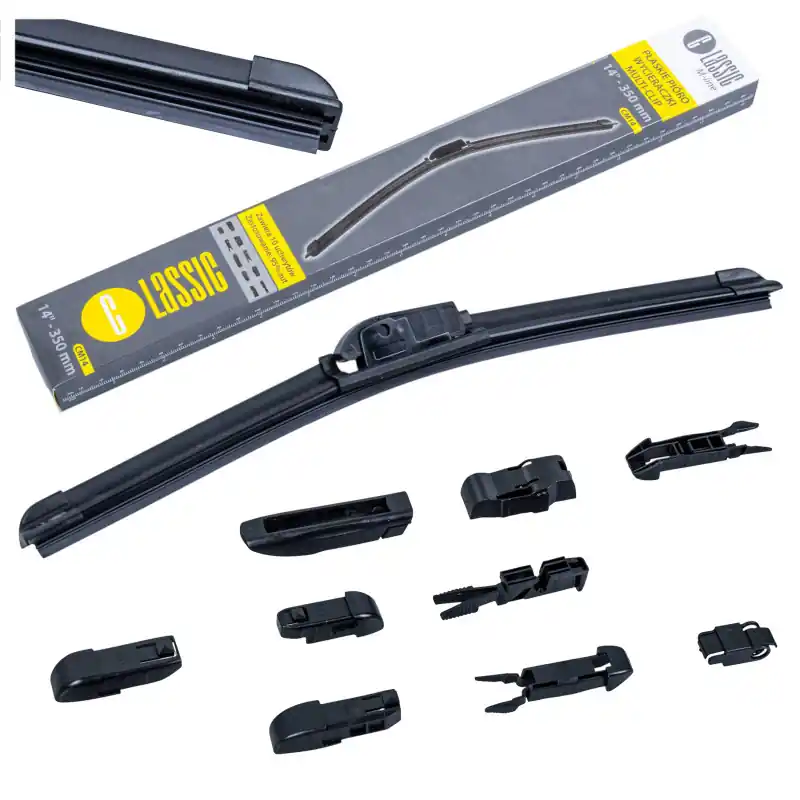 Lamă ștergător 350 mm (14") plată Multi-clip 10 adaptoare cauciuc natural silicon Classic Promoție