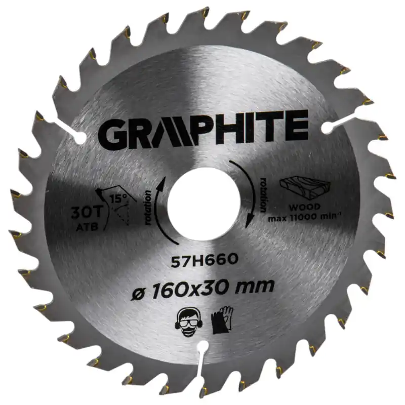 Ofertă exclusivă Disc de tăiere pentru lemn din carbură 160x30mm, 30 dinți, grafit