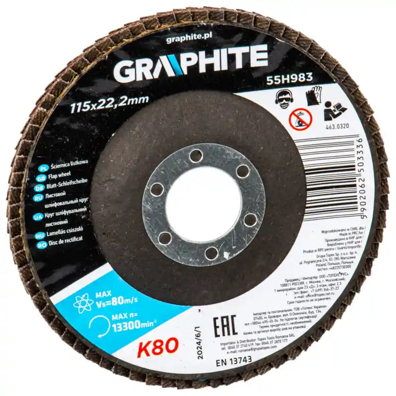 Calitate înaltă Disc lamelar 115x22,2mm K80 Graphite
