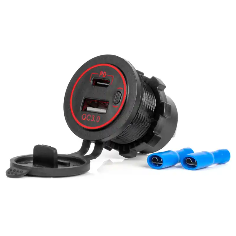 Reducere de preț Încărcător auto cu prize USB impermeabil USB + USB-C QC3.0 12V 24V AMIO