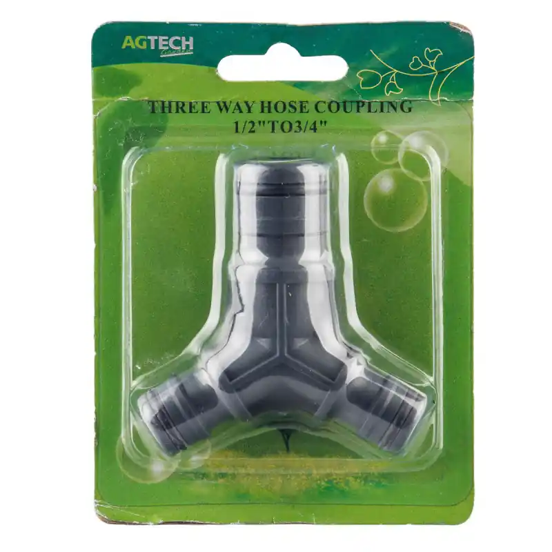 Disponibil imediat Distribuitor tip T pentru furtun de grădină 3/4" la 2x 1/2"