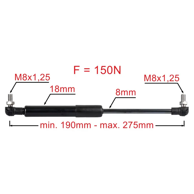 Arc cu gaz Zetor 190/275mm 150n 10368916 Retur ușor