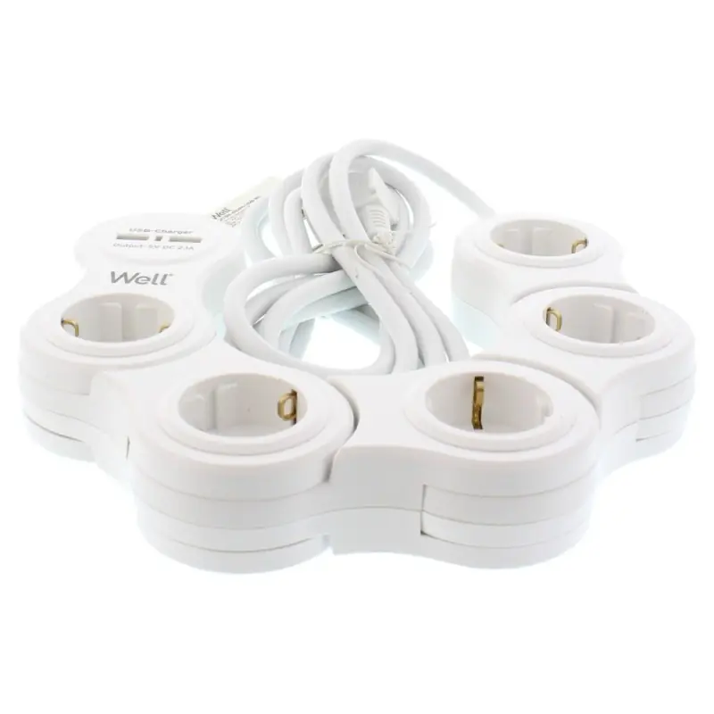 Prelungitor cu USB, Reglabil, cu 5 Prize, Sectiune Cablu 3 x 1.5 - Trada Marketplace Preț redus