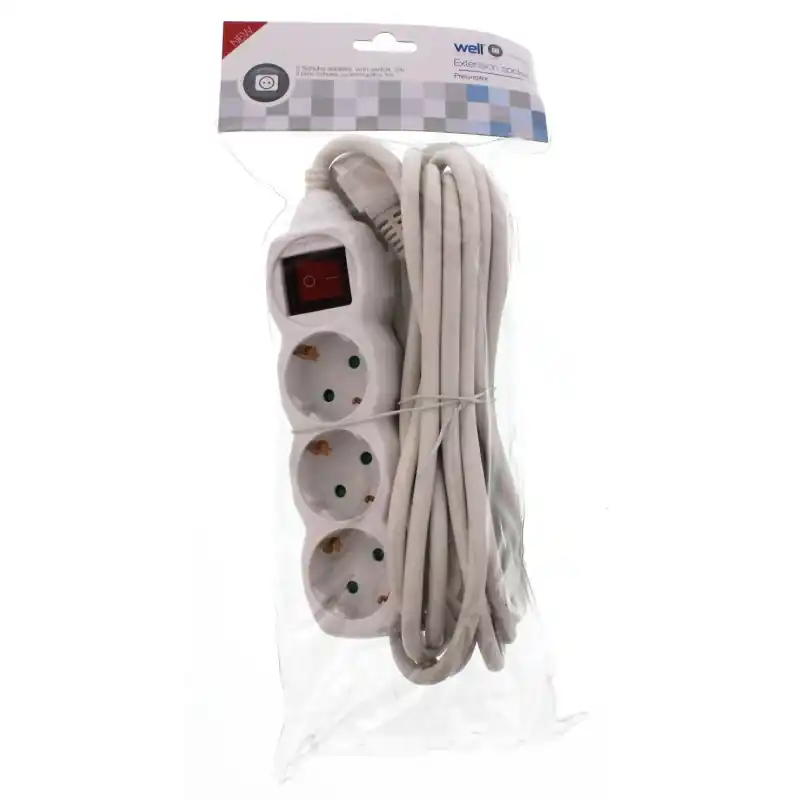 Calitate înaltă Prelungitor Electric cu Intrerupator, 3 Prize, Sectiune Cablu 3 - Trada Marketplace