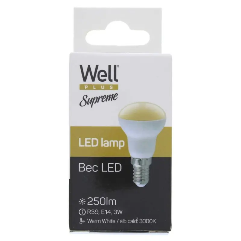 Ofertă limitată Spot cu Led Supreme Well, R39, E14, 3W / 25W, 250 lm, 25000 Ore, - Trada Marketplace