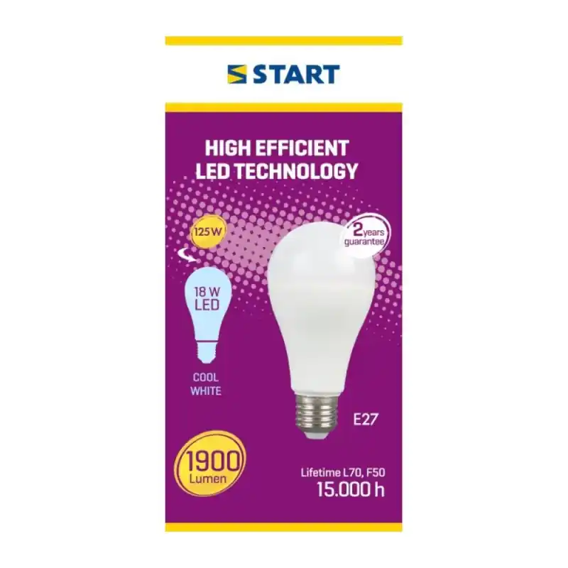 Preț promoțional Bec Led Start Mat, E27, 18W / 125W, 1900 lm, 15000 Ore, 6500K, L - Trada Marketplace