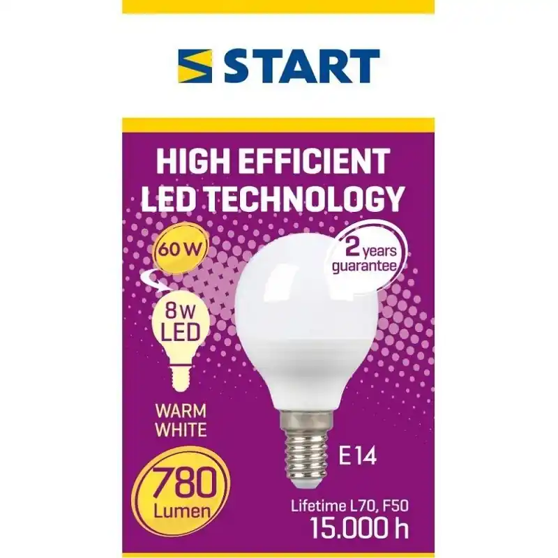 Bec Led Start Mat Clasic P, E14, 8W / 60W, 780 lm, 15000 Ore, Lu - Trada Marketplace Livrare gratuită