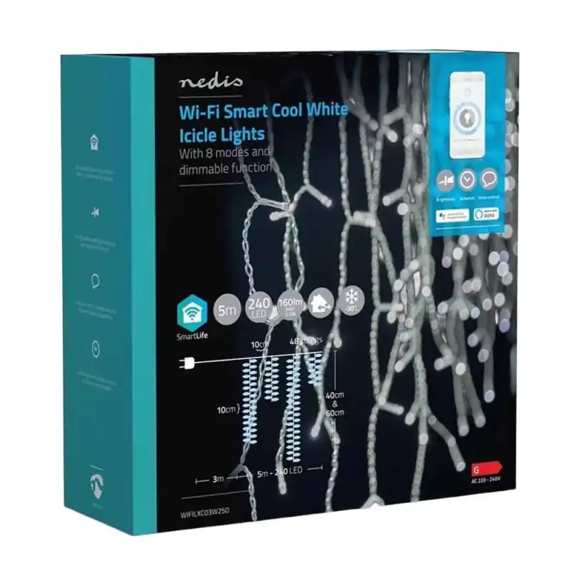 Ofertă limitată Ghirlanda Luminoasa Decorativa Smart Wi-Fi Nedis, 240 LED-uri, A - Trada Marketplace