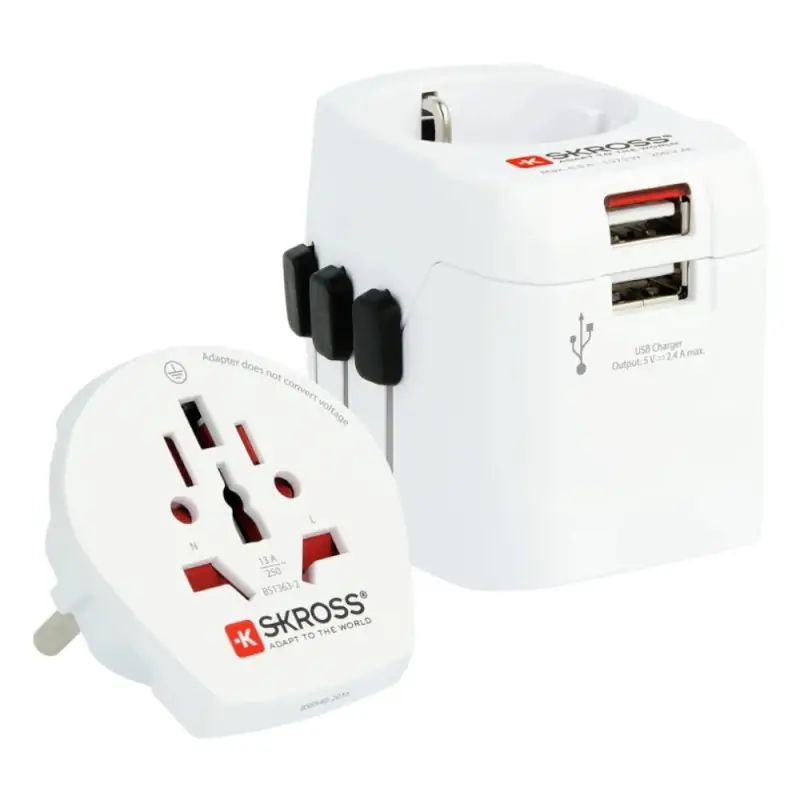 Adaptor Priza Universal Skross Pro Light, 2 x USB, World 1.30247 - Trada Marketplace Promoție